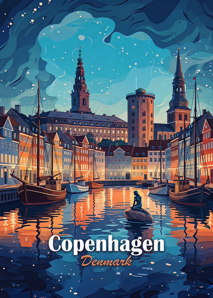 Copenhagen Denmark Travel Poster