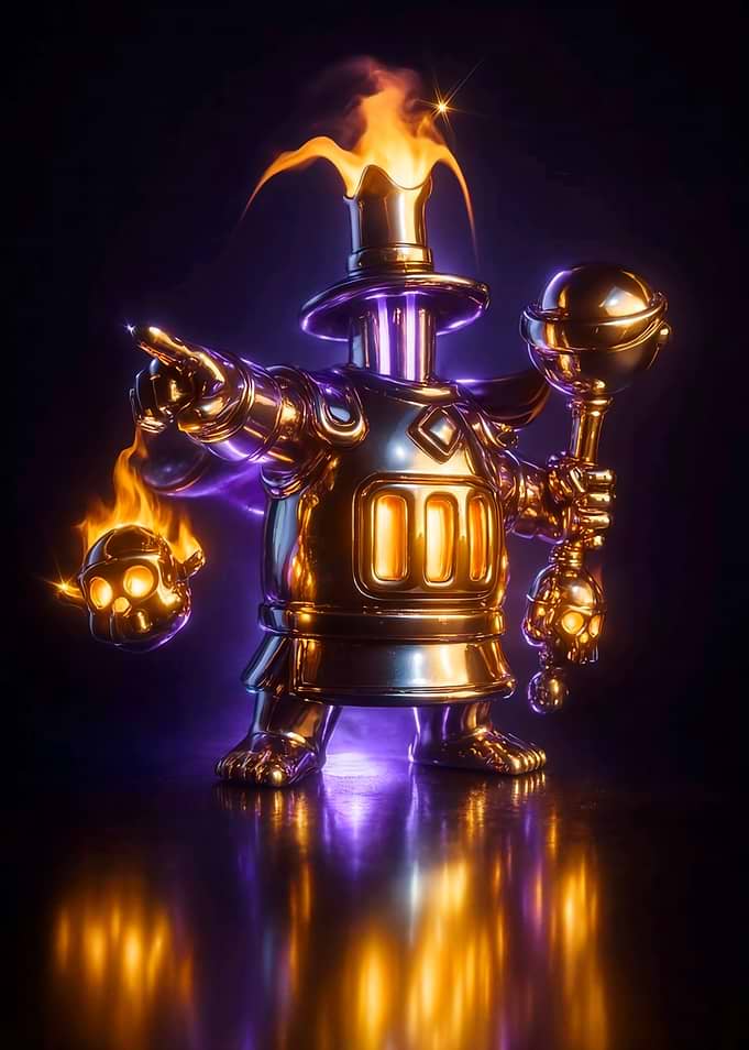 Golden Flaming Knight Fantasy Figurine