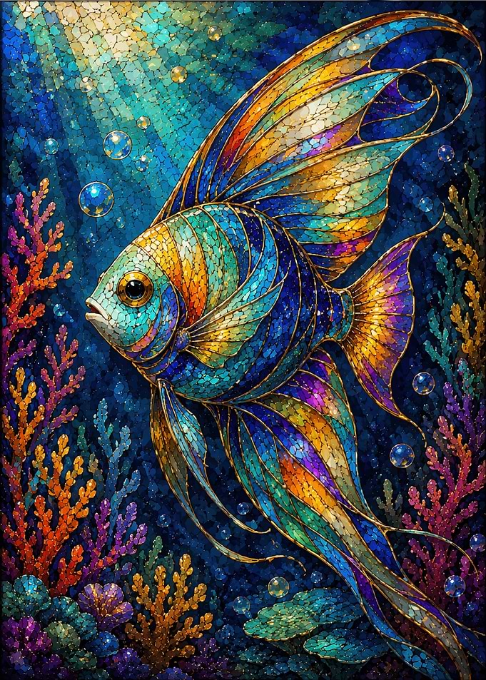 Stained Glass Mosaic Angelfish
