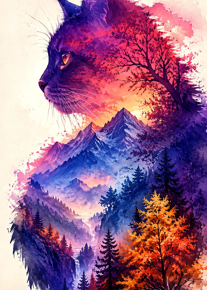 Double Exposure Cat Mountain Landscape