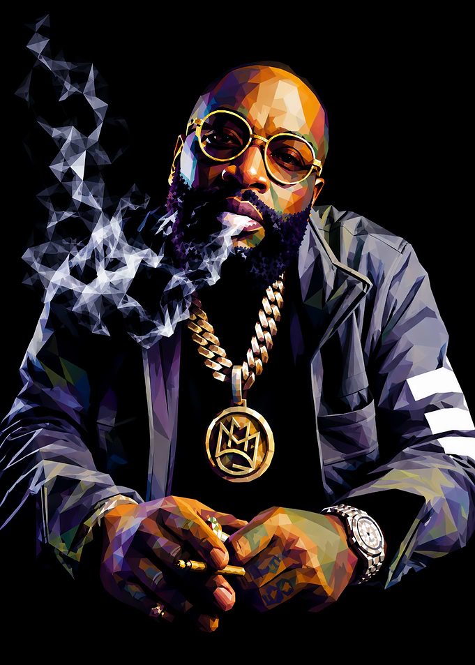 Rick Ross Low Poly Portrait