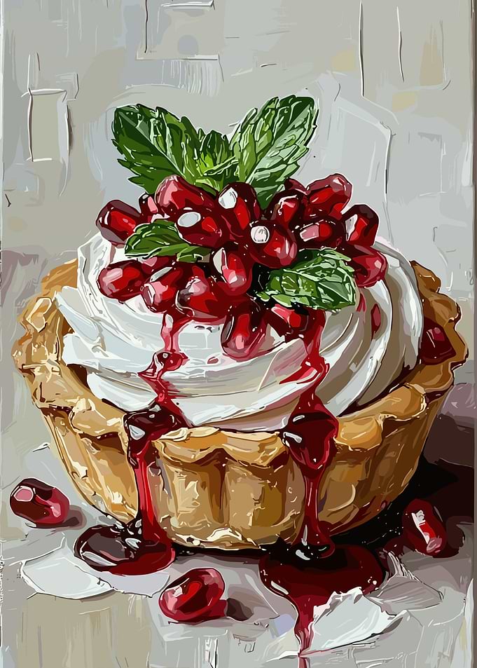 Pomegranate and Cream Tart Painting