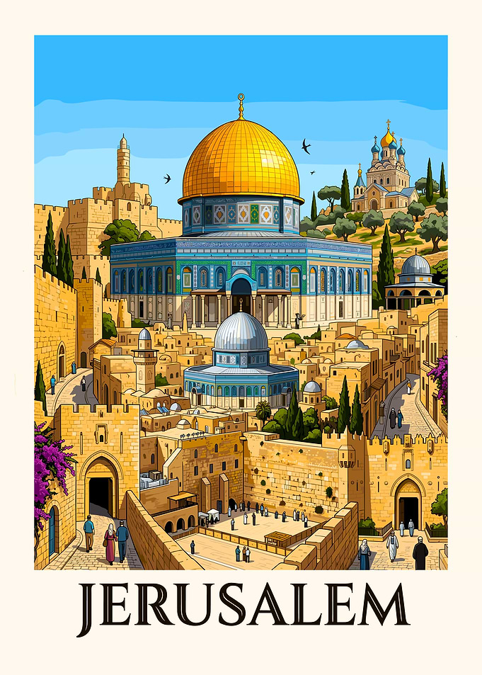 Jerusalem Cityscape Travel Poster
