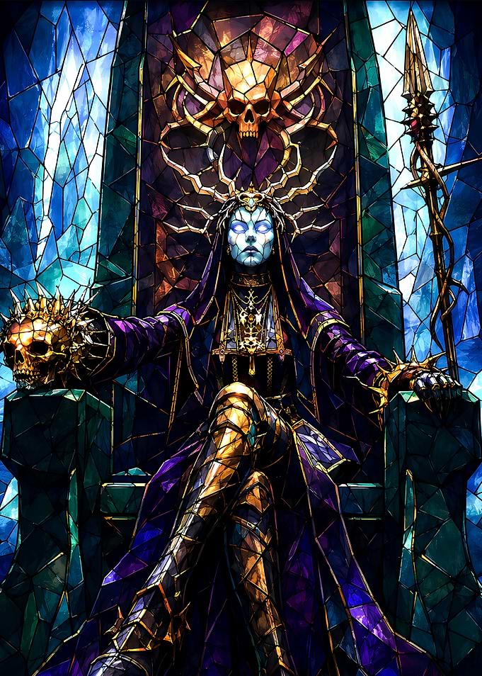 Stained Glass Queen on Throne