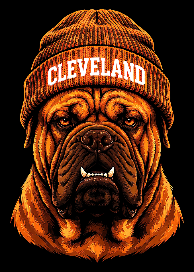 Bulldog in Orange Beanie