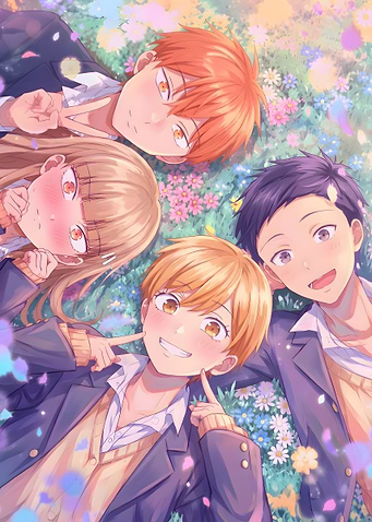 Anime Friends Lying in Flower Field