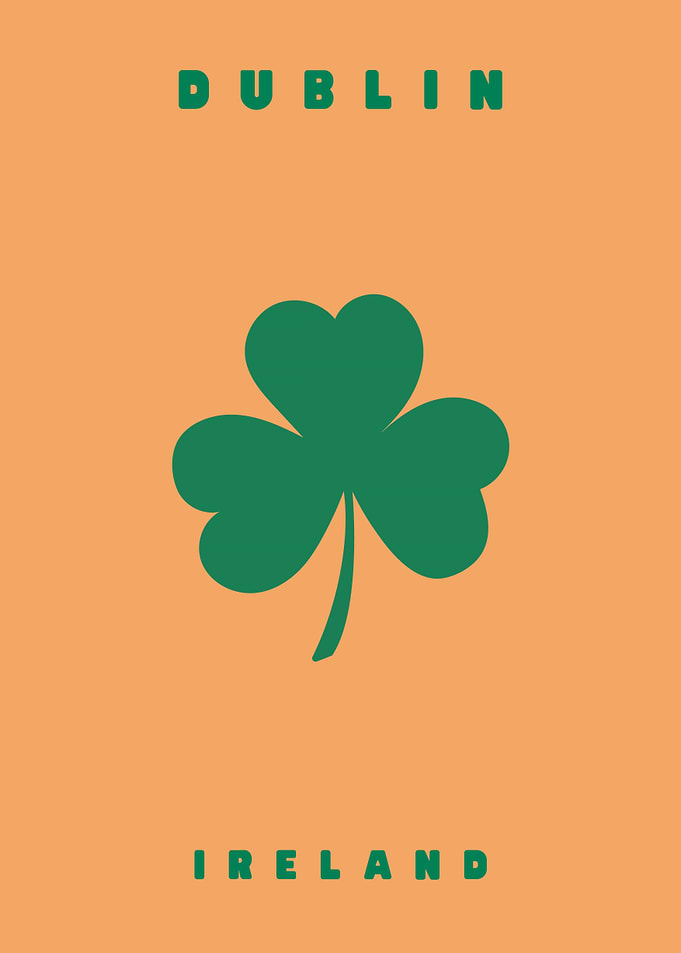 Minimalist Dublin Ireland Shamrock Poster