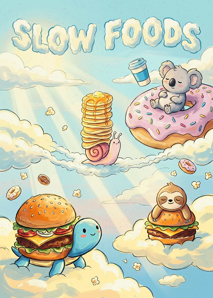 Slow Foods Cute Animal Illustration