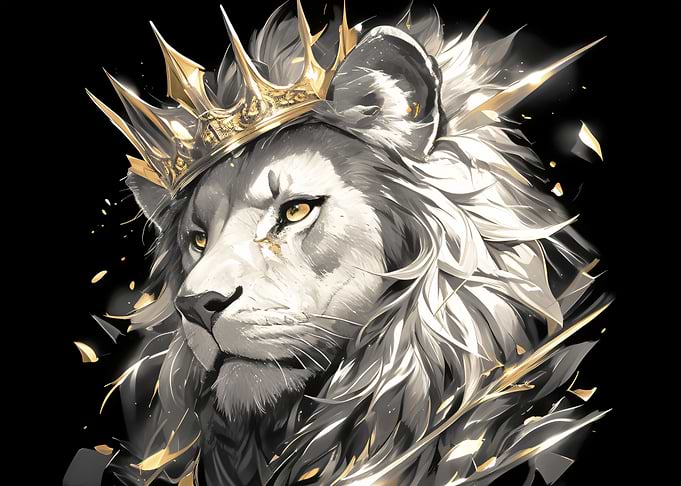 Majestic Lion King with Golden Crown