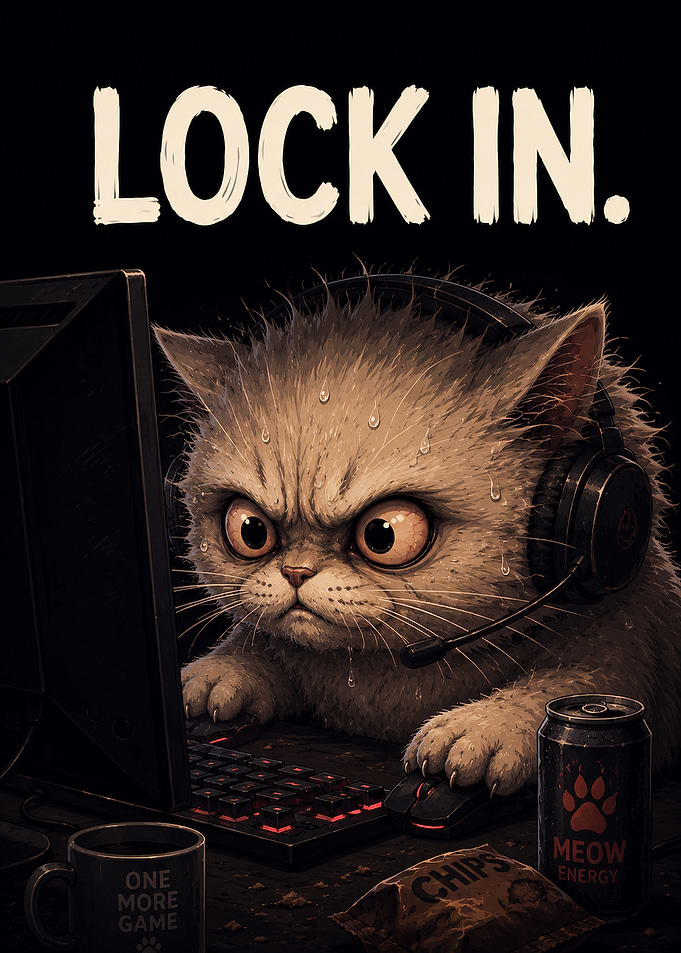 Lock In Gaming Cat Poster