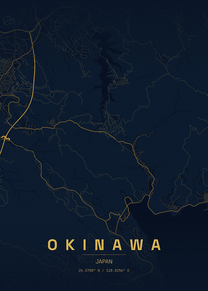 Minimalist Map of Okinawa Japan