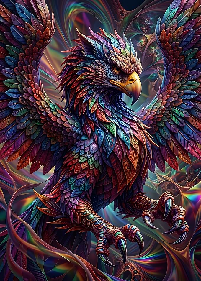 Majestic Rainbow Phoenix Digital Art