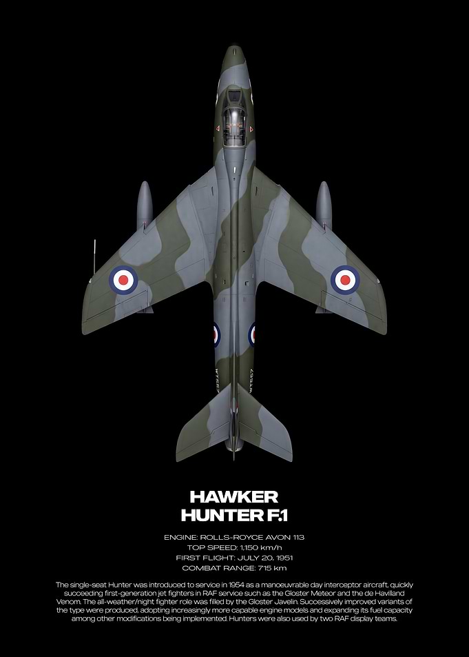 Hawker Hunter F.1 Technical Poster