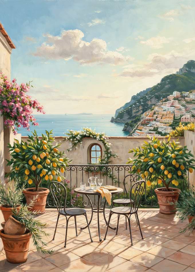 Mediterranean Terrace with Lemon Trees