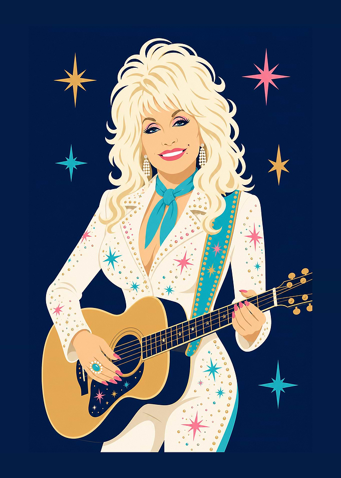 Dolly Parton Retro Style Illustration