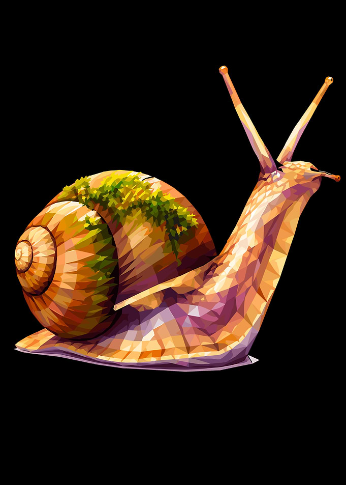 Low Poly Geometric Snail Illustration