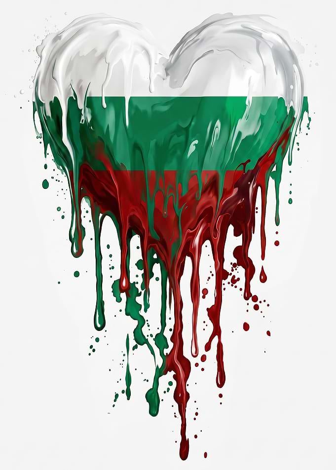 Bulgarian Flag Heart Paint Drip