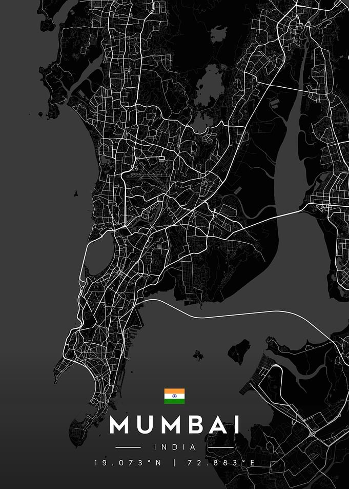 Mumbai India City Map Poster