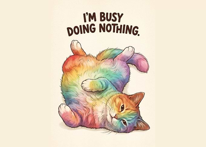Rainbow Cat Doing Nothing