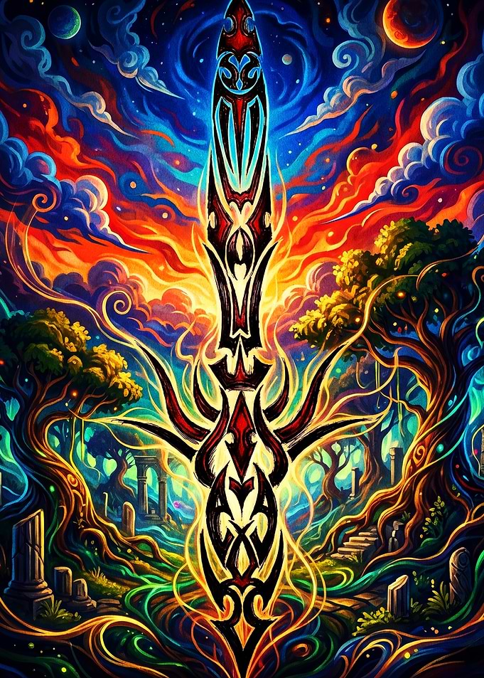 Tribal Fantasy Sword in Magical Forest