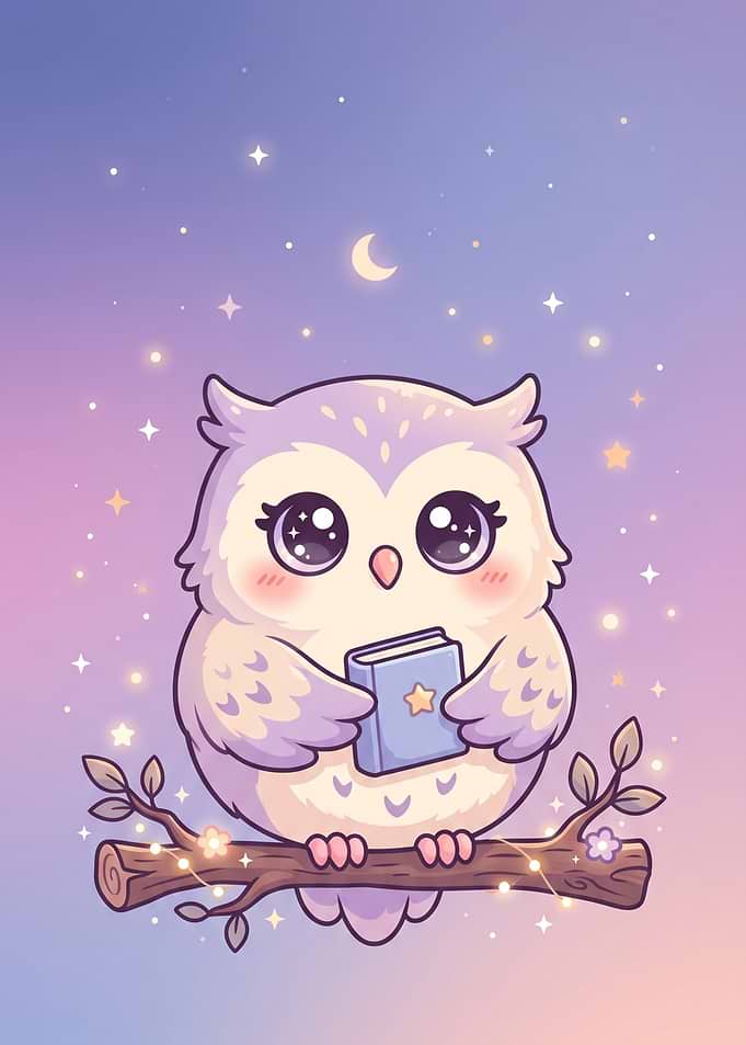 Cute Owl Reading a Book