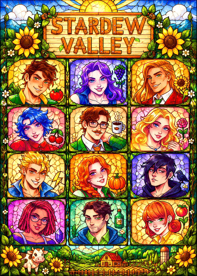 Stardew Valley Stained Glass Character Portrait