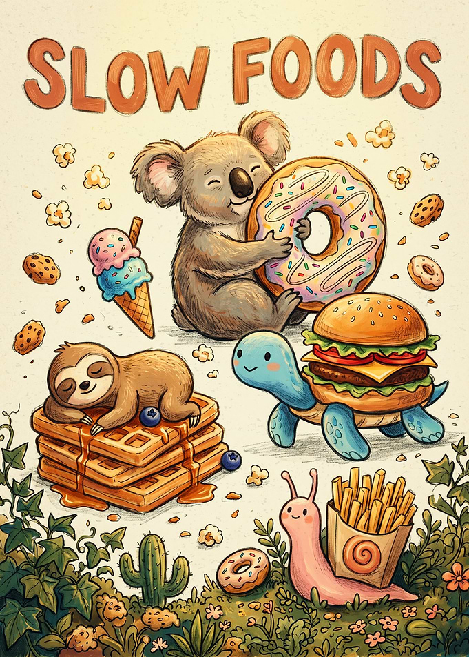 Slow Foods Cute Animal Illustration