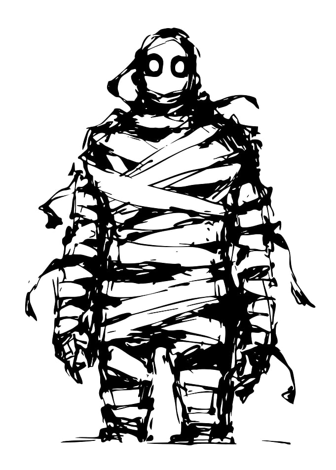 Ink Sketch Mummy Character Illustration