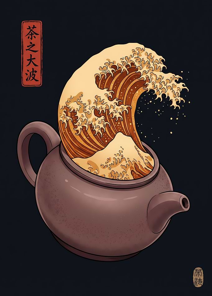 The Great Wave Tea Pot