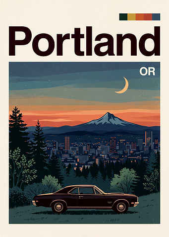 Portland Oregon Vintage Travel Poster