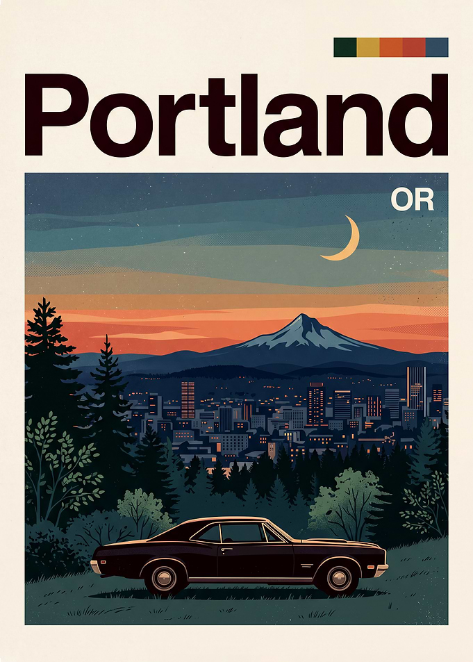 Portland Oregon Vintage Travel Poster