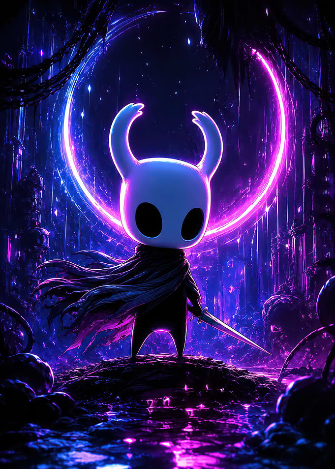 Neon Hollow Knight Digital Art