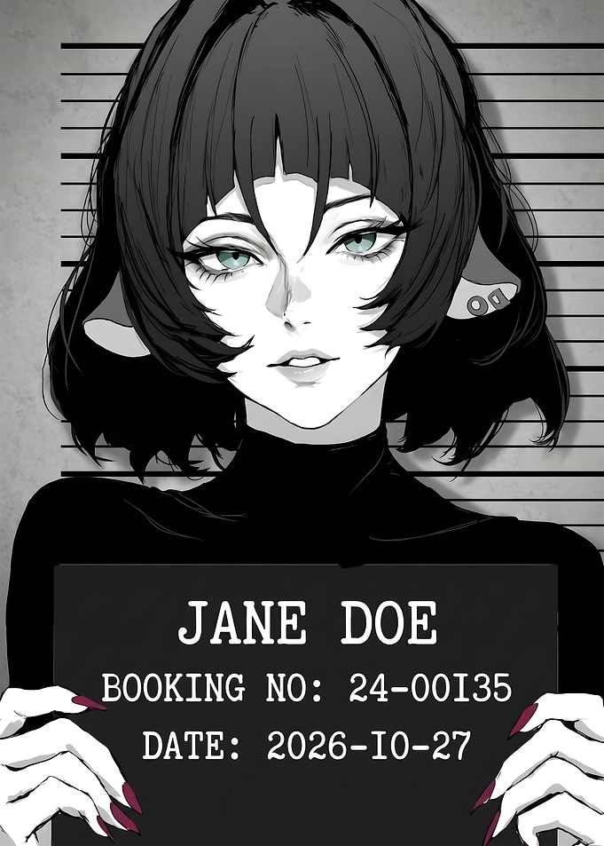 Anime Style Jane Doe Mugshot Portrait Zenless zone zero