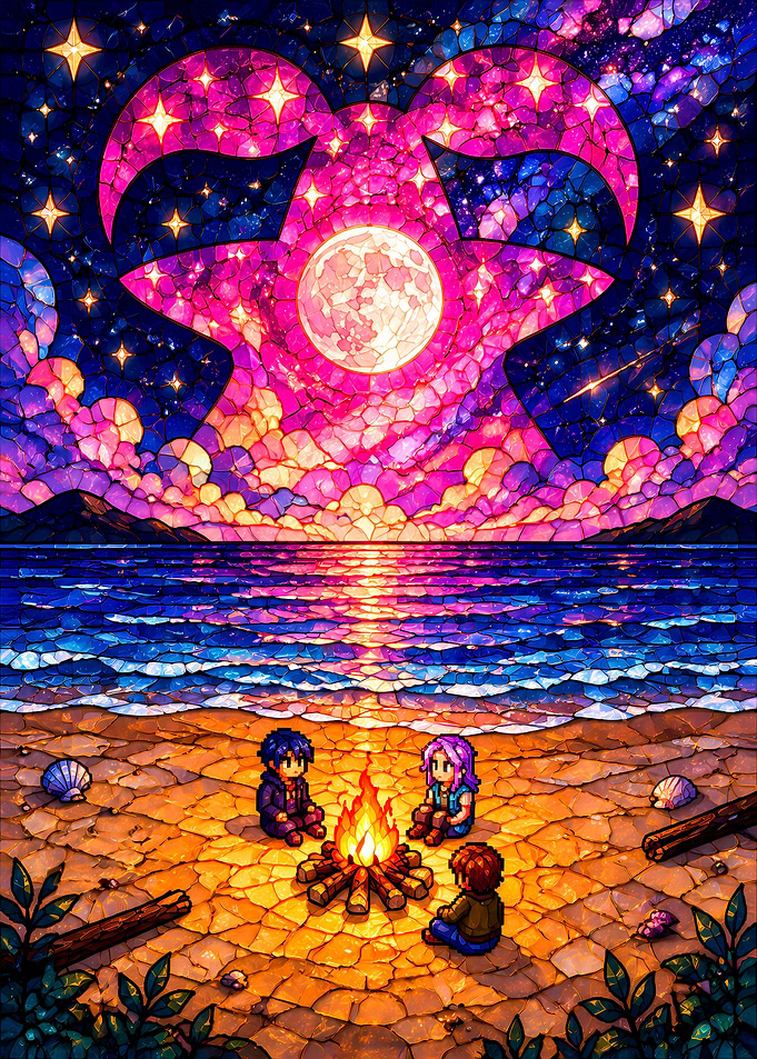 Stardew Valley Beach Campfire Scene