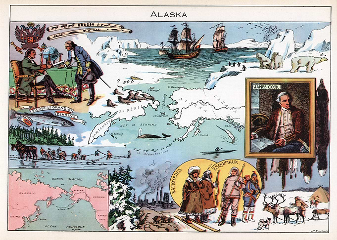 Vintage Illustrated Map of Alaska