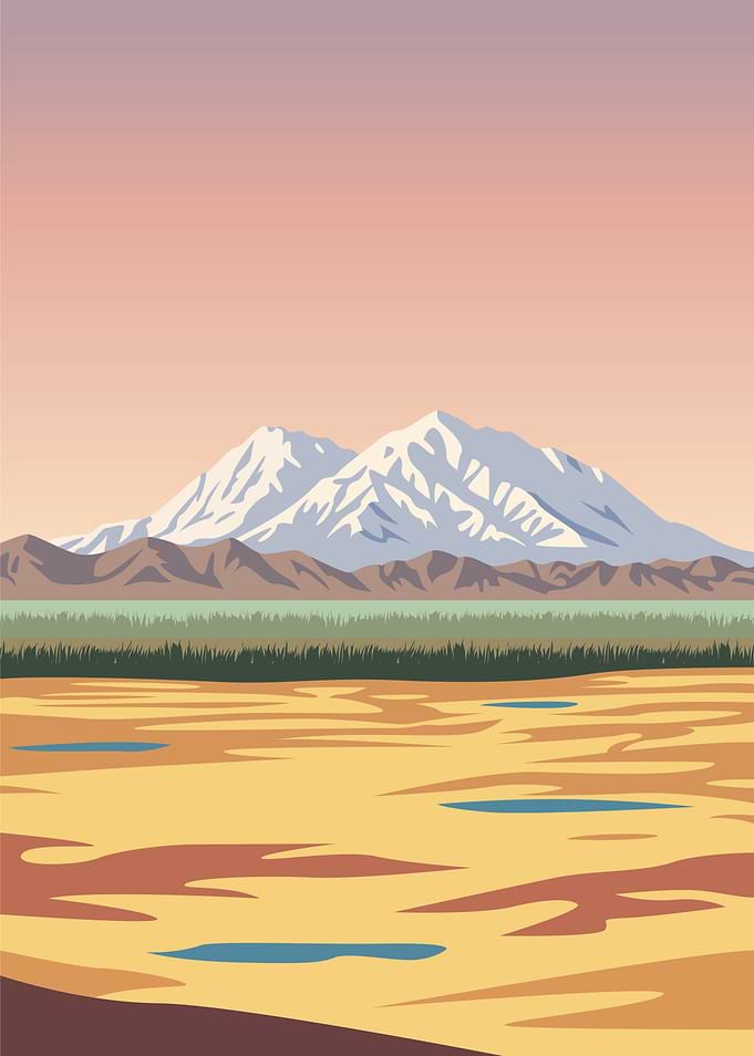 Minimalist Mountain Landscape Illustration