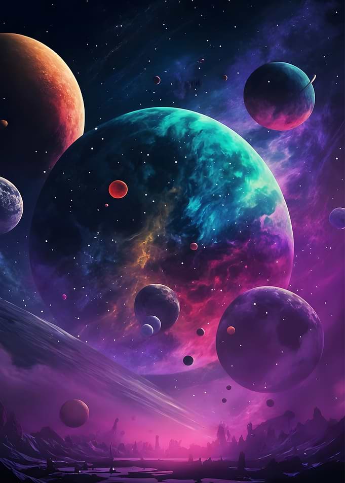 Vibrant Cosmic Galaxy Landscape