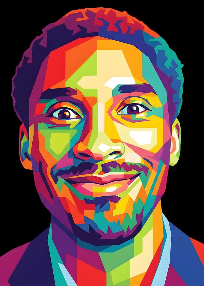 Colorful Geometric Portrait of Chadwick Boseman