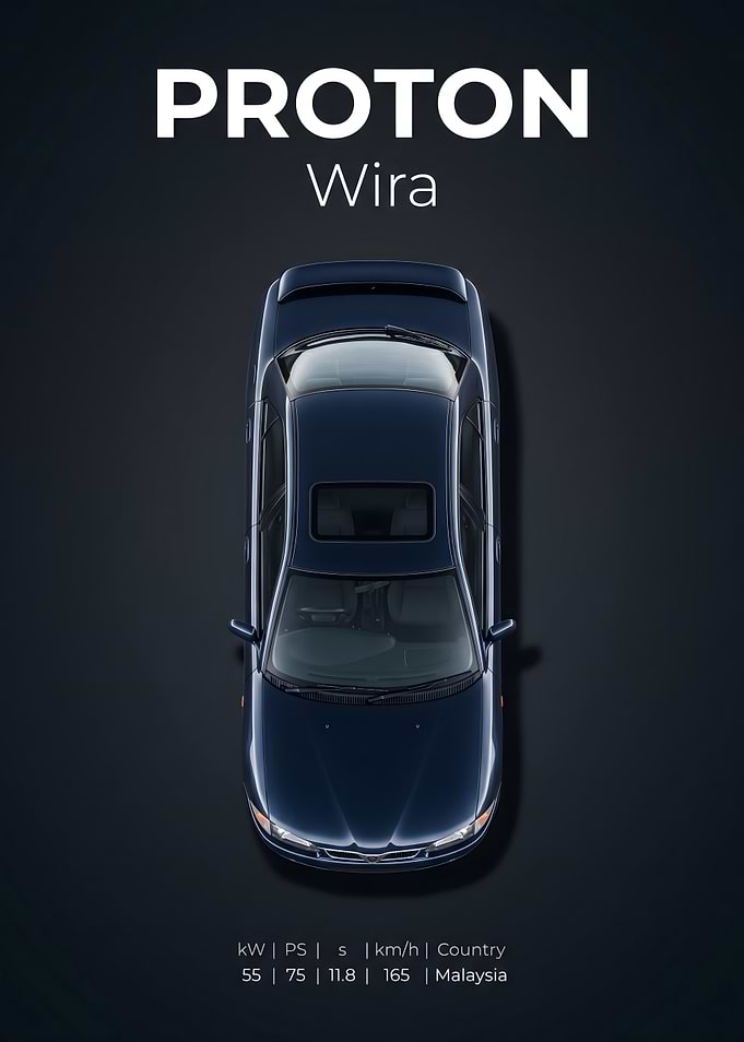 Proton Wira Car Specification Poster