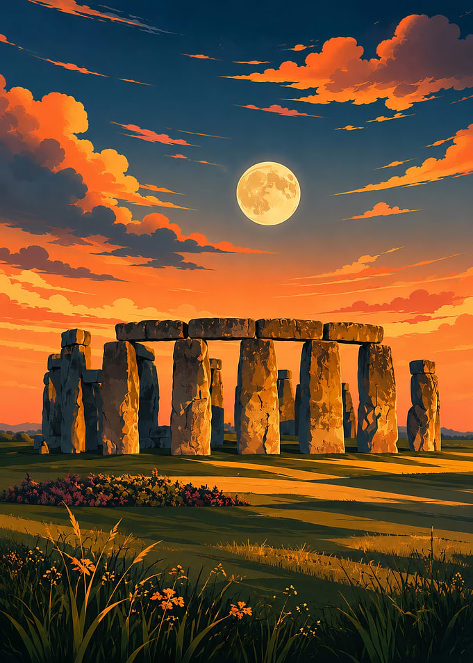 Stonehenge Under a Full Moon