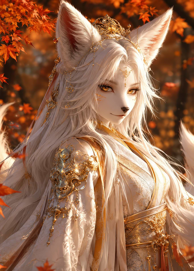 Elegant White Fox Spirit Princess