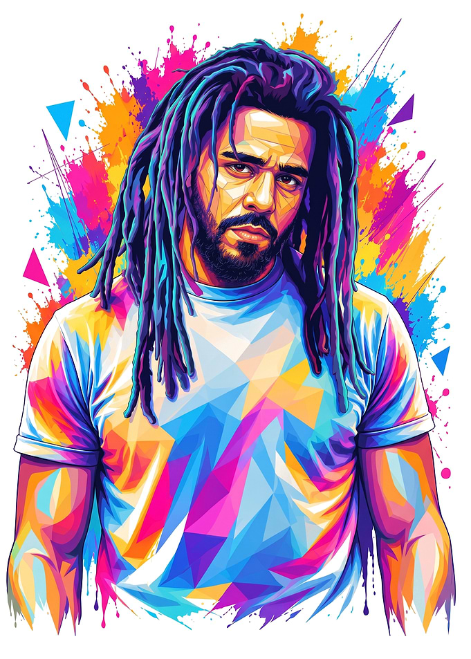 J. Cole Colorful Geometric Portrait