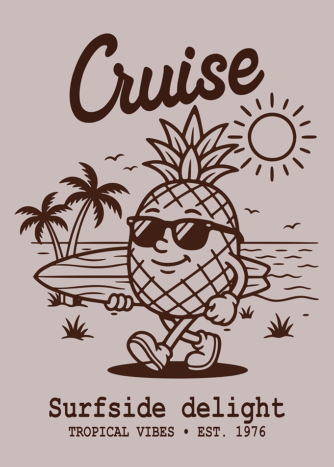 Retro Surfing Pineapple