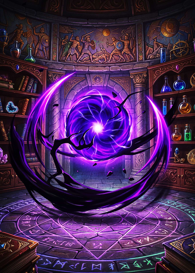 Magical Purple Portal in Wizard Library