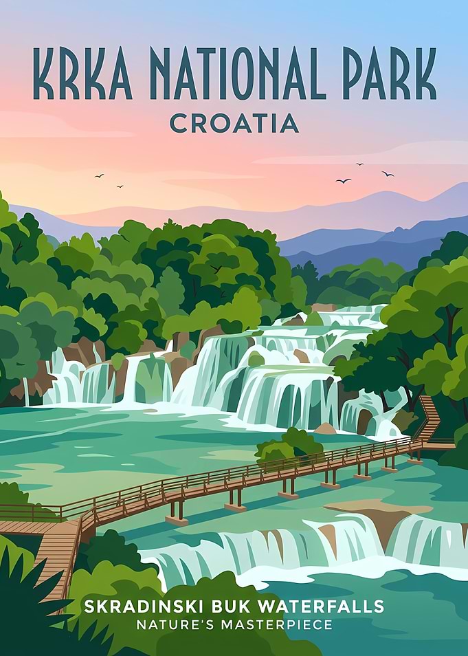 Krka National Park Travel Poster