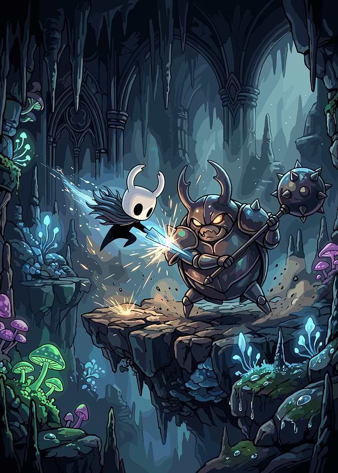 Hollow Knight Battle Against False Knight