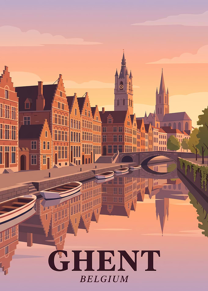 Ghent Belgium Travel Poster