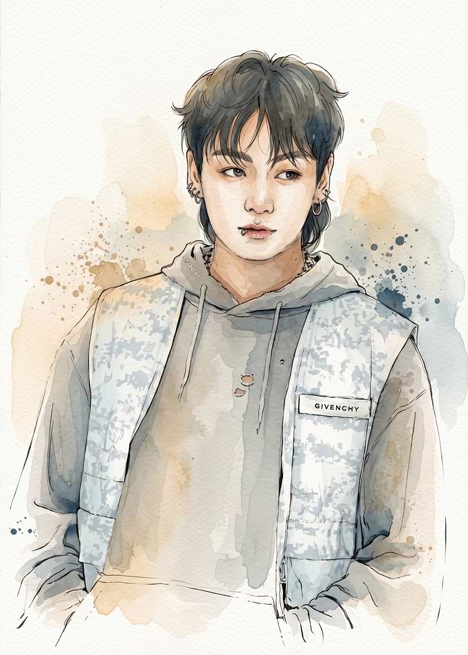 Watercolor Portrait of Jungkook BTS