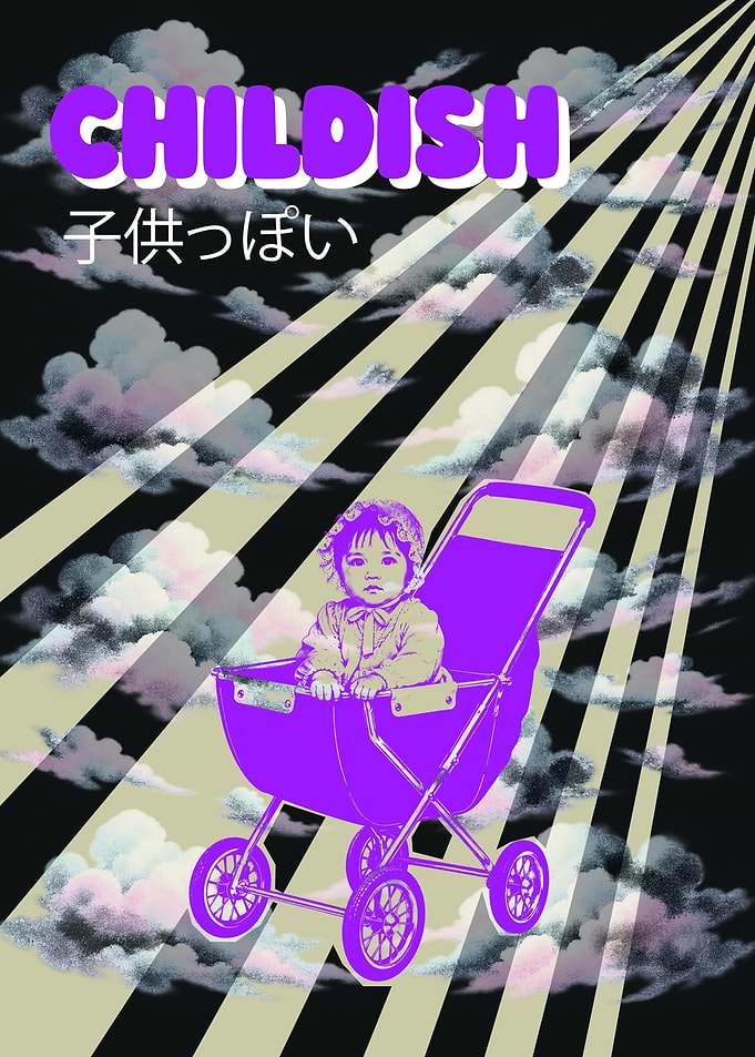 Childish Baby Stroller Pop Art Poster Retro