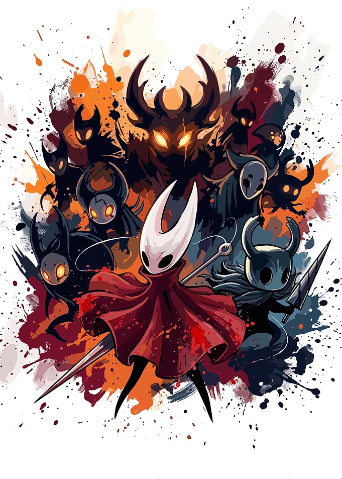 Hollow Knight Characters Watercolor Illustration